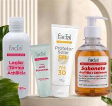 Combo Manchas Nunca Mais - Antimanchas, Sabonete Facial, Loção Tônica e Protetor Solar FPS 30 Combo Manchas Nunca Mais - Antimanchas, Sabonete Facial, Loção Tônica e Protetor Solar FPS 30