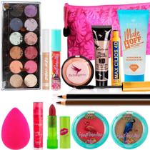 Combo Maquiagem Batom Matte Blush Pó Bronzeador Pele Morena