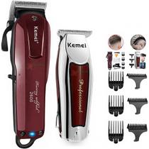 Combo Maquina Cortar Cabelo Kemei 2600 + Acabamento Km 9163