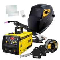 Combo Maquina Solda + 4 Esquadro + 2 Arame + Máscara