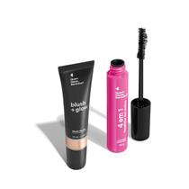 Combo Máscara Para Cílios 4 Em 1 10g + Blush Líquido Prata Perolali 4ml