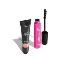 Combo Máscara Para Cílios 4 Em 1 10g + Blush Líquido Rosa Rosedourex 4ml