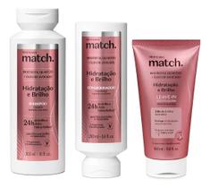 Combo Match Hidratação E Brilho:Shampoo + Cond + Leave-in