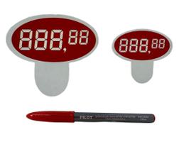 Combo Mini Etiquetas Digitais Vermelhas + Caneta Pilot 2.0 Vermelha Ideal para Precificação de Lojas
