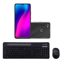 Combo Mobile - Smartphone G Max 2 4G 128GB Wi-Fi Tela HD 6.5 pol. Dual Chip e Teclado e Mouse Sem Fio Slot Multimídia Conexão Usb 1000dpi - P91580K - Multilaser