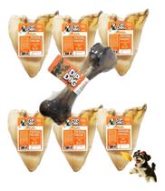 Combo Modedor Petisco Natural Orelha Bovina Desidratadas E 1 Osso Fêmur Suino