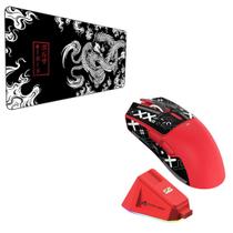 Combo Mouse Gamer Attack Shark X11 Red + Pad 80x30 Dragão