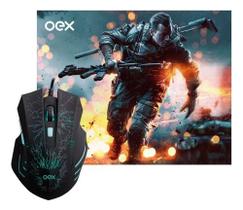 Combo mouse gamer mousepad stage mc101 6 botoes led 2.400 dpi