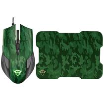 Combo Mouse + Mousepad Gaming Camuflados 6 Botões 3200 DPI Iluminação LED Pulsante Trust GXT 781 Rixa Camo