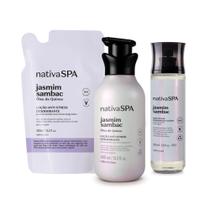 Combo Nativa SPA Jasmim Sambac: Body Splash 200ml + Loção Corporal 400ml + Refil 400ml