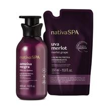 Combo Nativa Spa: Loção Corporal Ameixa Negra 400ml + Refil Uva Merlot 350ml