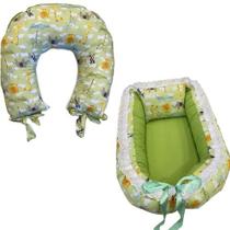 Combo Ninho + Almofada De Amamentação Safari Verde100% Algodão Aconchegante Combo Ninho + Almofada De Amamentação Safari Verde100% Algodão Aconchegante