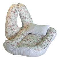 Combo Ninho Redutor C/Almofada Para Amamentar Ref. 1061 Tamanho Único Floral Rosa Seco