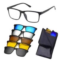 Combo Óculos Clip On 6 em 1 com Lentes Polarizadas UV400 e Armação para Grau