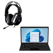 Combo Office - Notebook Ultra, Windows 11 Home, Intel Celeron 500GB HDD, 14,1 Pol e Headset Gamer Rapoo VPro - UB232K