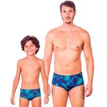 Combo pai e filho par sungas hawaii proteção uv 50+ kauna