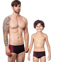 Combo pai e filho par sungas infantil race tech proteção uv 50+ kauna
