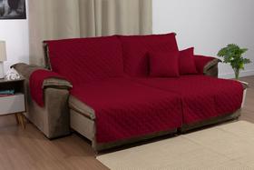 Combo Para Sofá Retrátil de 2 Lugares Com Almofadas Cheias e Manta Com Bolsos na Lateral 2,20 Metros