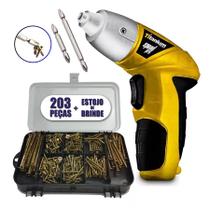 Combo Parafusadeira C/ 11 Bits + Kit Parafusos 202 peças