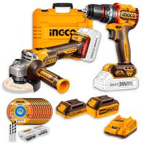 Combo Parafusadeira de Impacto Á Bateria 20V Com Esmerilhadeira 115mm C/ 1 Bateria 2 AH e 1 Bateria 4 Ah Profisisonal Ingco Combo Parafusadeira de Impacto Á Bateria 20V Com Esmerilhadeira 115mm C/ 1 Bateria 2 AH e 1 Bateria 4 Ah Profisisonal Ingco
