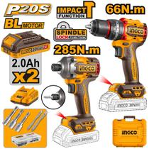 Combo Parafusadeira Furadeira INGCO BL Bateria 20V P20S