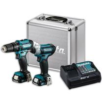 Combo Parafusadeira HP333D Parafusadeira De Imp. TD110D Makita Bateria 12V C/ Carregador e Maleta Metálica Para Aço Madeira e Alvenaria Profissional