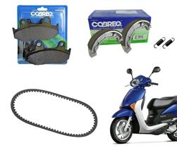 Combo Pastilha Dianteira + Lona Patim Freio Traseiro Cobreq + Correia Transmissão Cambio Cvt Lead 110 Combo Pastilha Dianteira + Lona Patim Freio Traseiro Cobreq + Correia Transmissão Cambio Cvt Lead 110