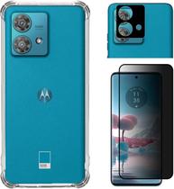 COMBO Película Privacidade 3D e Capa AntiImpacto e Pelicula Câmera para Moto Edge 40 Neo