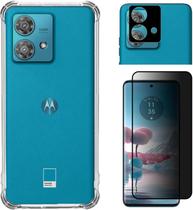 COMBO Película Privacidade 3D e Capa AntiImpacto e Pelicula Câmera para Moto Edge 40 Neo