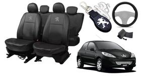 Combo Personalizado: Capas de Couro para Bancos Peugeot 207 2008-2014 + Capa de Volante + Chaveiro