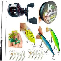 Combo Pesca Esportiva Tucunaré Carretilha Vara Itens Iscas