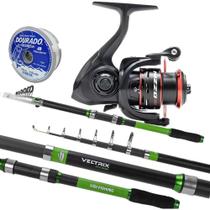 Combo Pesca Praia Molinete Nizzo Vara Veltrix Telescópica