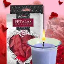 Combo pétalas de rosas 100 unid + vela de massagem beijável chocolate com menta