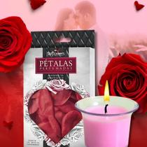 Combo pétalas de rosas 100 unid + vela de massagem beijável morango com champanhe