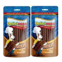 Combo Petisco Palitinho Ossinho Para Cães Deliciosso Palito Fino Chocolate- 2 Pacotes