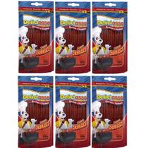 Combo Petisco Palitinho Ossinho Para Cães Deliciosso Palito Fino Churrasco - 6 Pacotes
