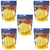 Combo Petisco Palitinho Ossinho Para Cães Deliciosso Palito Natural Fino Frango - 5 Pacotes