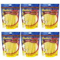 Combo Petisco Palitinho Ossinho Para Cães Deliciosso Palito Natural Fino Frango - 6 Pacotes 200g cada