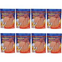 Combo Petisco Palitinho Ossinho Para Cães Deliciosso Palito Natural Fino Salmão - 8 pacotes de 200g cada