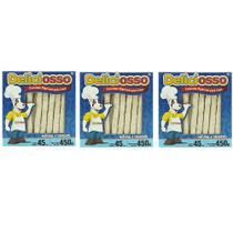 Combo Petisco Palitinho Ossinho Para Cães Deliciosso Palito Natural Medio - 3 Caixas 450g