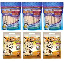Combo Petiscos de Cachorro Filhote: 3 Ossinho Palito Deliciosso Baby 200g E 3 Bifinho Xisdog Baby 55g Combo Petiscos de Cachorro Filhote: 3 Ossinho Palito Deliciosso Baby 200g E 3 Bifinho Xisdog Baby 55g