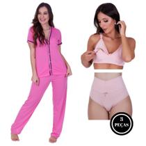 Combo Pijama com Botões Sutiã Amamentação Calcinha Pós Parto Vanessa + Jolie - c12 VANESSA + JOLIE Combo Pijama com Botões Sutiã Amamentação Calcinha Pós Parto Vanessa + Jolie - c12 VANESSA + JOLIE