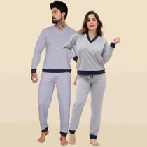 Combo Pijama De Casal Com Punho de Malha Inverno - Modas Lemes