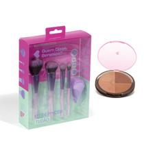 Combo Pó Compacto Facial Multiefeitos Bronze 18g + Kit de Pinceis Tudão