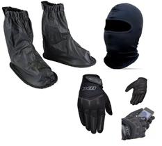 Combo Polaina Bota Galocha Protetor Calçado Chuva Moto Motoboy + Touca Capuz Ninja Balaclava + Luva Preta X11 Fit