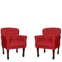 Combo Poltrona Decorativa Anita Pés Luis XV Suede Vermelho - DS Estofados