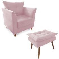 Combo Poltrona Decorativa Isis Mais Puff Opalla Suede Rosa - DS Estofados Combo Poltrona Decorativa Isis Mais Puff Opalla Suede Rosa - DS Estofados