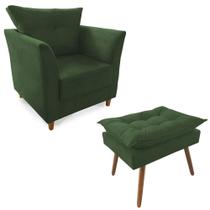 Combo Poltrona Decorativa Isis Mais Puff Opalla Suede Verde - DS Estofados Combo Poltrona Decorativa Isis Mais Puff Opalla Suede Verde - DS Estofados