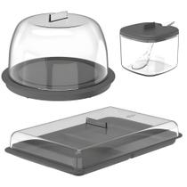 Combo Porta Frios + Porta Queijo + Açucareiro 200ml KTE144 - Ou Combo Porta Frios + Porta Queijo + Açucareiro 200ml KTE144 - Ou