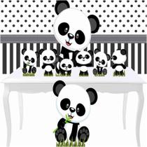 Combo Prata Panda Baby Totem Painel Festa